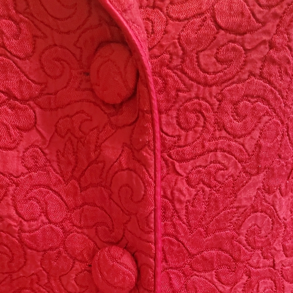 Like NEW Maggy London 2 Piece Primary Red Matelassé Skirt Suit Sz 6 - Picture 7 of 15